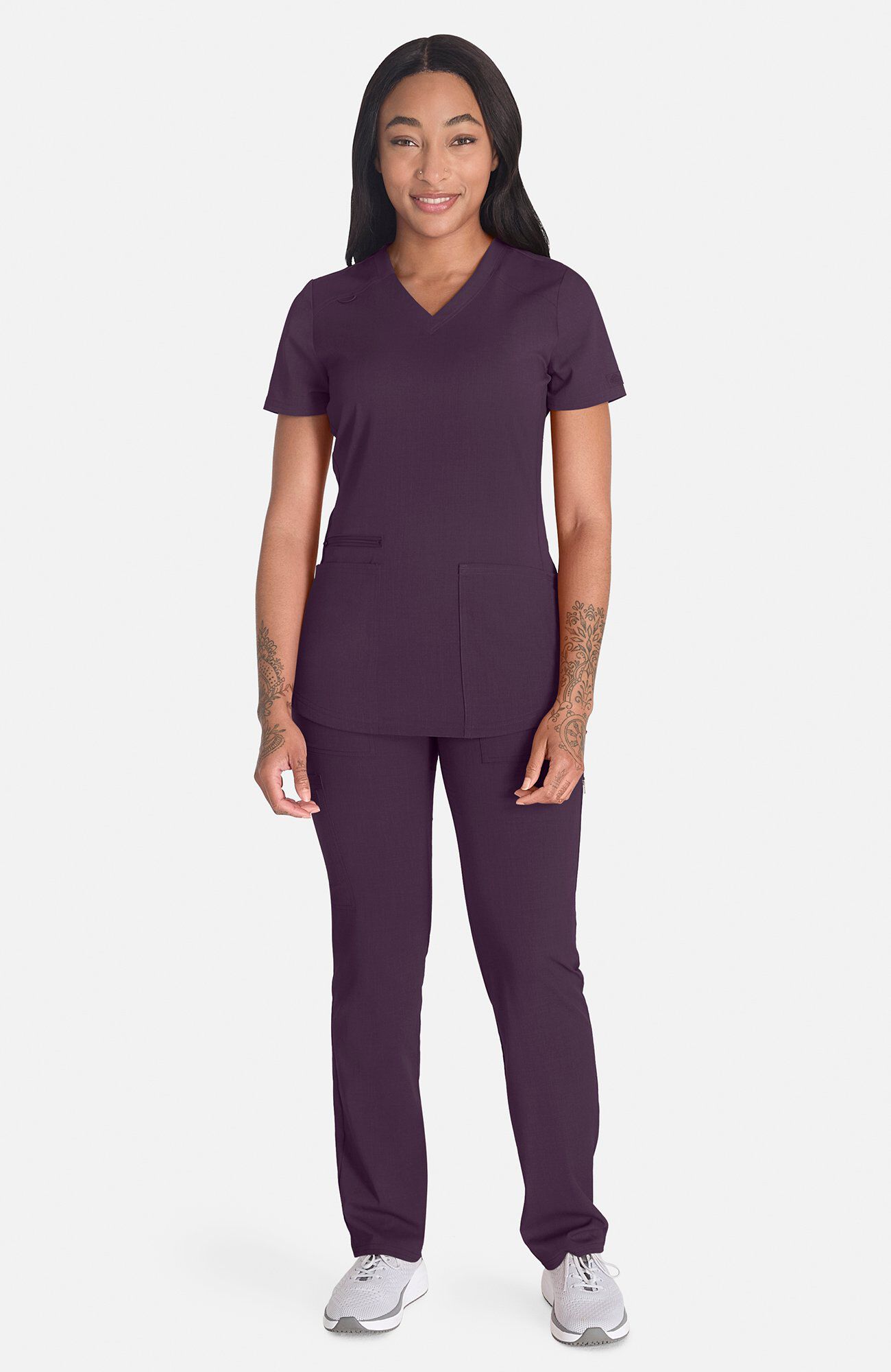 Women's 5-Pocket V-Neck Scrub Top, DEE Deep Amethyst | purple, large