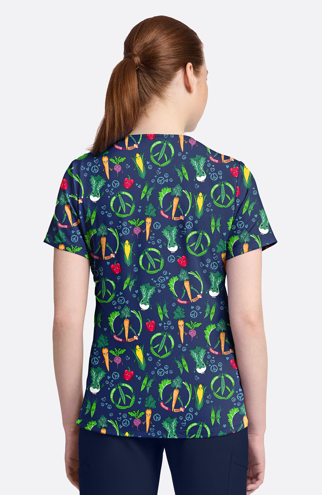 Women's Growing Love Print Scrub Top, , large