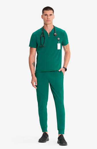 Men's Partial Zip V-Neck Scrub Top Men's Partial Zip V-Neck Scrub Top
