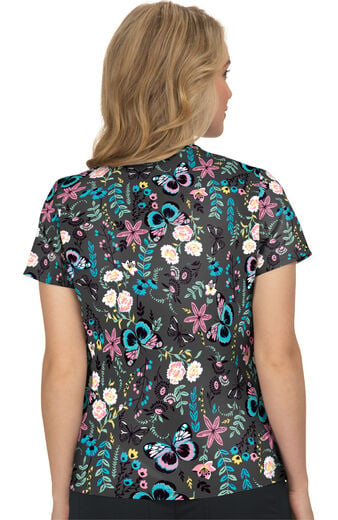 Clearance Women's Leslie Spring Time Print Scrub Top