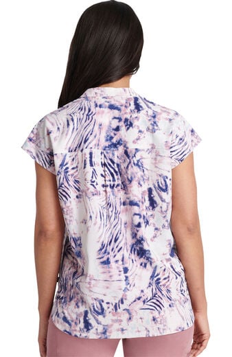 Women's Journey Wild Tie Dye Print Scrub Top