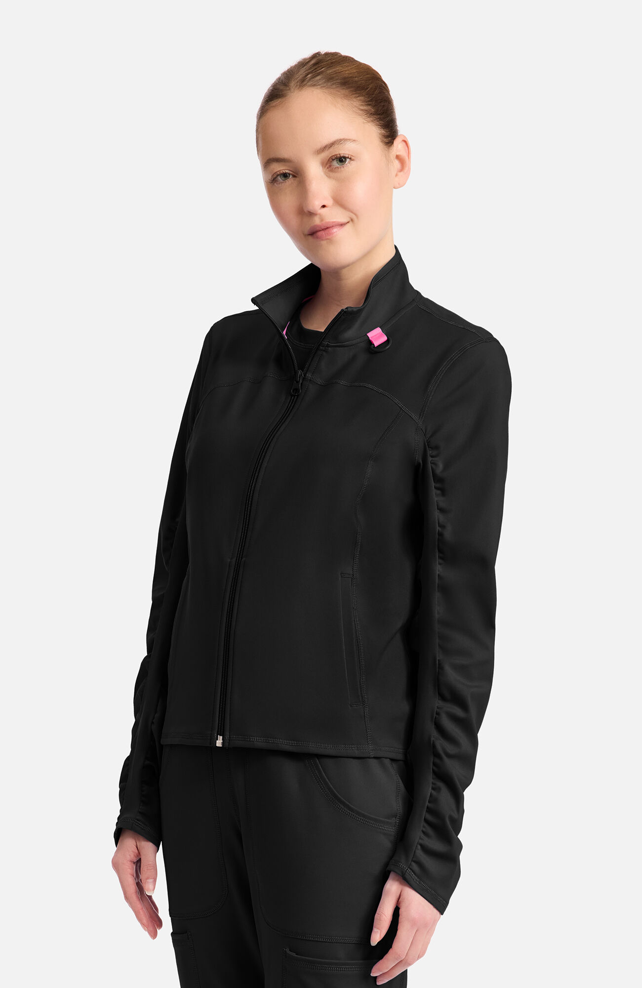 Women's Warm Knit Zip Front Scrub Jacket, , large