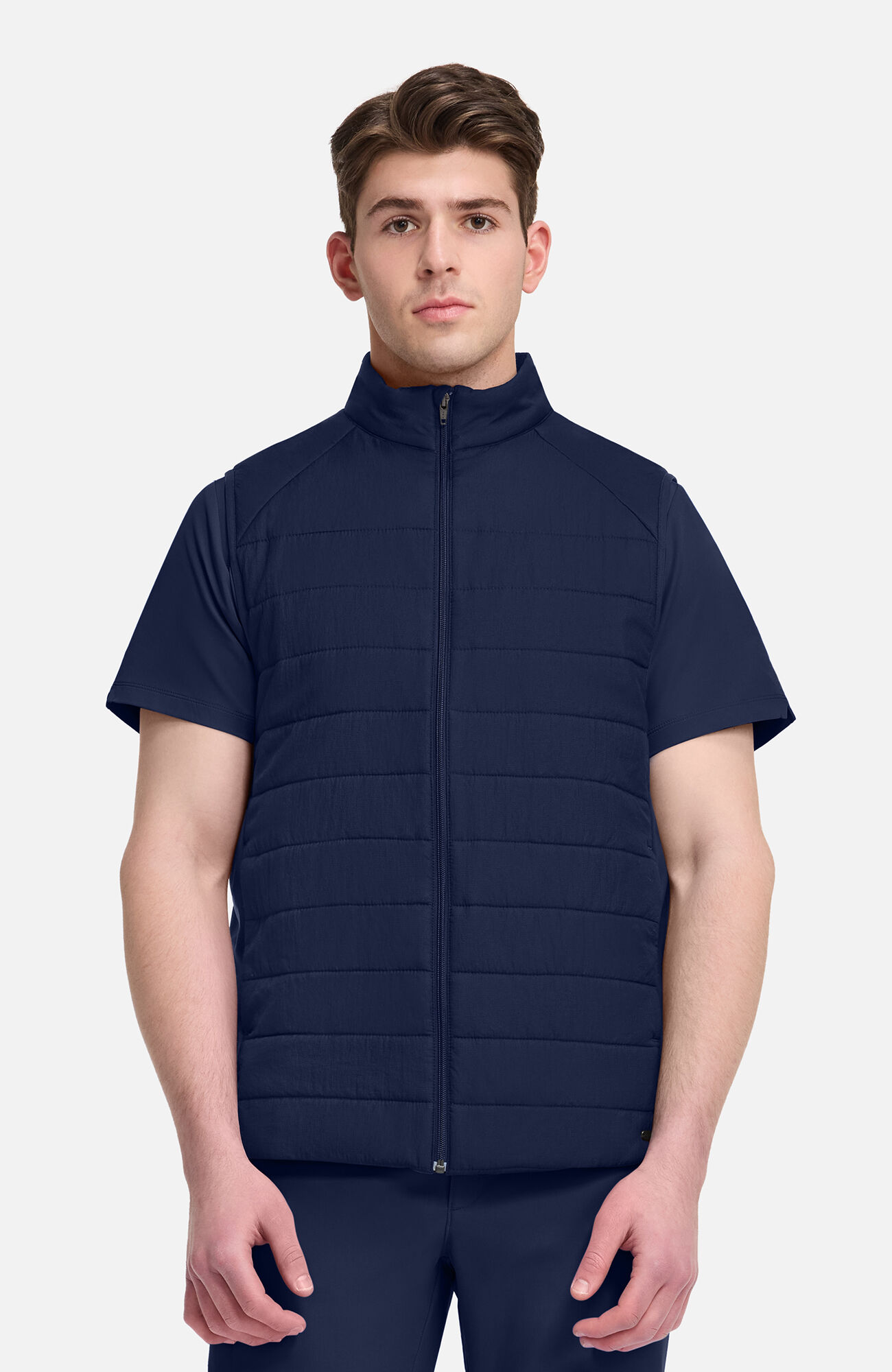 Men's Zip Front Quilted 4-Pocket Scrub Vest