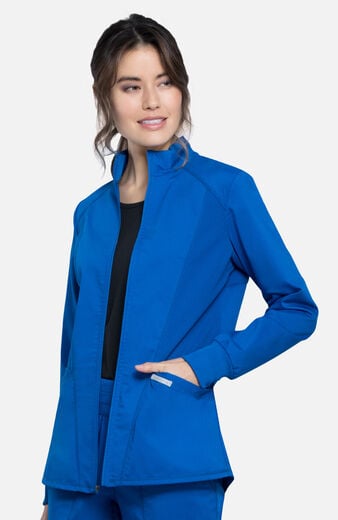 Women's Zip Front High-Low Solid Scrub Jacket Women's Zip Front High-Low Solid Scrub Jacket
