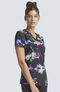 Clearance Women's Mock Wrap Color-Blur Print Scrub Top, , large