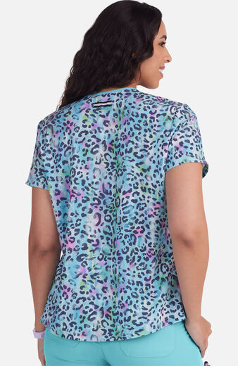 Women's Coming On Strong Rainbow Leopard Print Scrub Top
