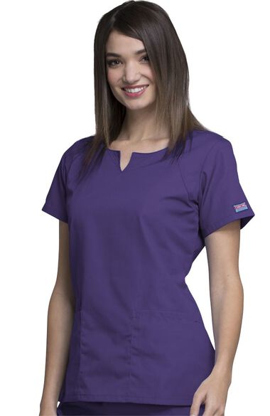 Women's Round Neck Solid Scrub Top, , large