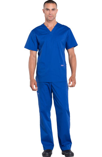 Men's Scrub Set: Utility 4-Pocket V-Neck Top & Zip Fly Drawstring Pant Men's Scrub Set: Utility 4-Pocket V-Neck Top & Zip Fly Drawstring Pant