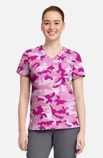 Women's V-Neck Fierce Fighter Print Scrub Top Women's V-Neck Fierce Fighter Print Scrub Top