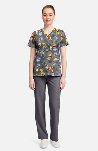 Women's Pooh Honey Business Print Scrub Top Women's Pooh Honey Business Print Scrub Top
