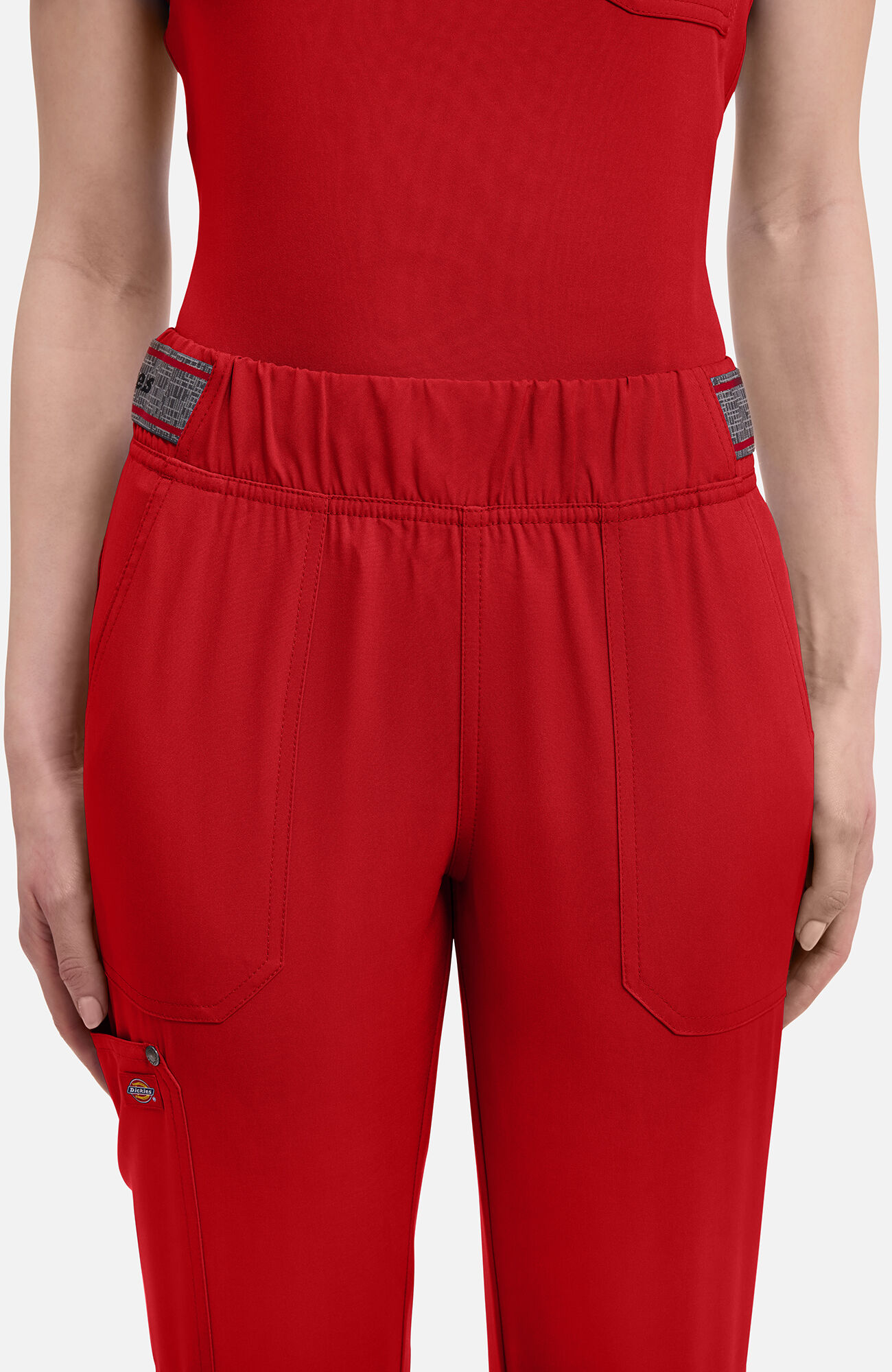 Women's Logo Waistband 5-Pocket Jogger Scrub Pant, RED Red | red, large