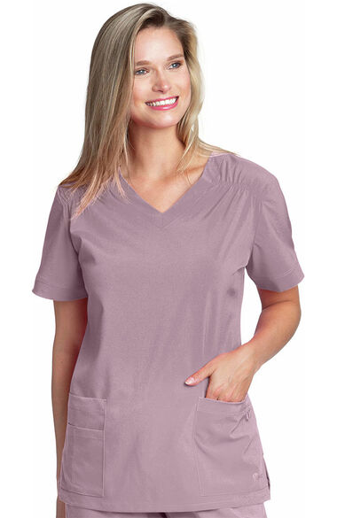Women's Ruched Solid Scrub Top, , large