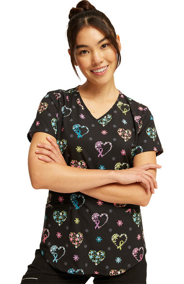 Women's Care Flor-All Print Scrub Top, , large