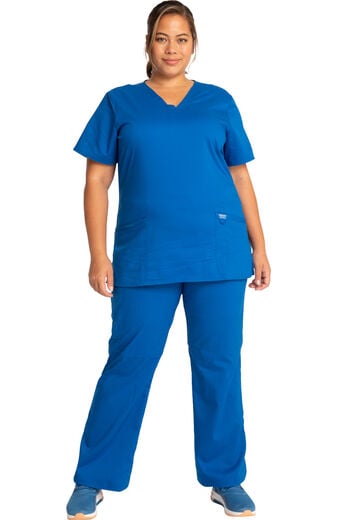 Women's Scrub Set: 3-Pocket V-Neck Stretch Top & Drawstring Flare Pant Women's Scrub Set: 3-Pocket V-Neck Stretch Top & Drawstring Flare Pant