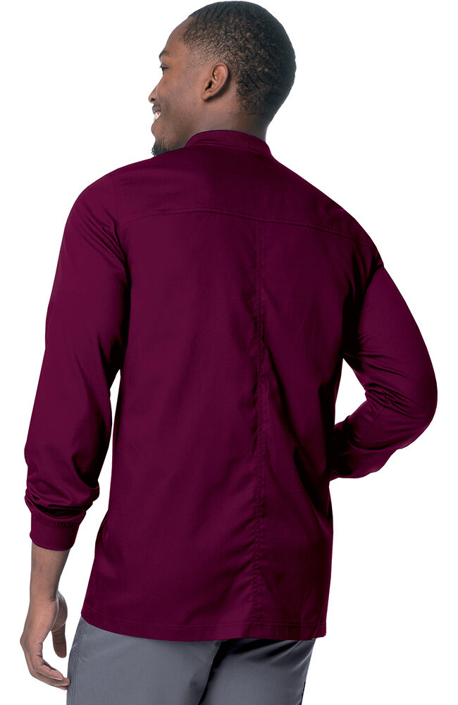 ProFlex by Landau Men s Knit Collar Snap Front Solid Scrub Jacket