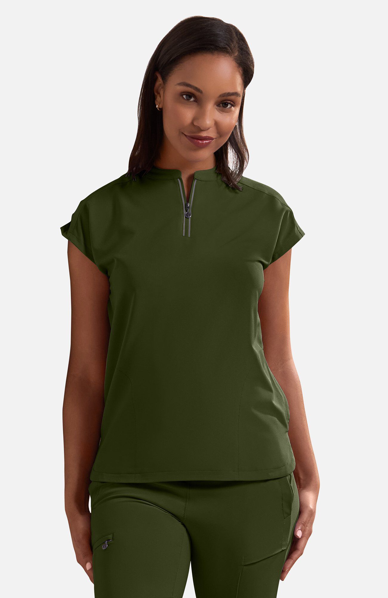 Women's Sonia Zip Y-Neck Scrub Top, , large