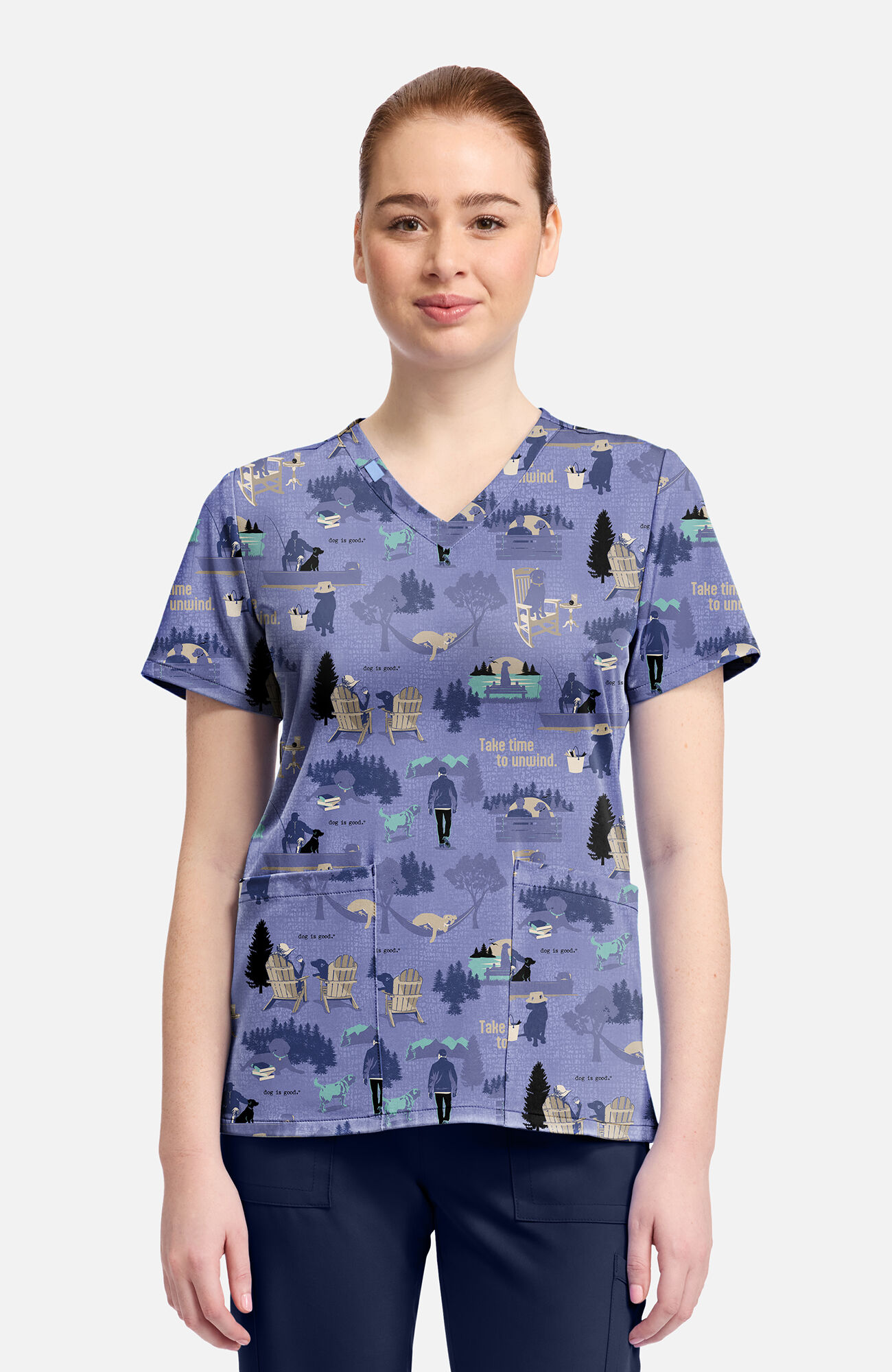 Women's Take Time To Unwind Print Scrub Top