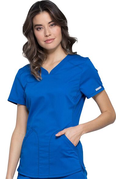 Women's V-Neck Solid Scrub Top, , large