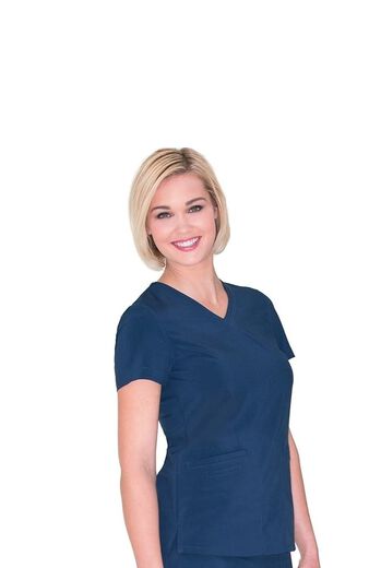 Clearance Women's Motivate V-Neck Solid Scrub Top with Tonal Stitching