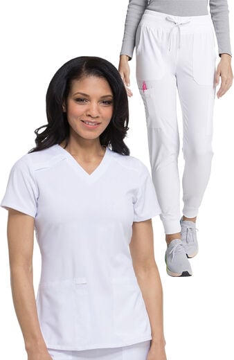 Women's Scrub Set: 2-Pocket Utility V-Neck Top & Mid Rise Cargo Jogger Pant Women's Scrub Set: 2-Pocket Utility V-Neck Top & Mid Rise Cargo Jogger Pant