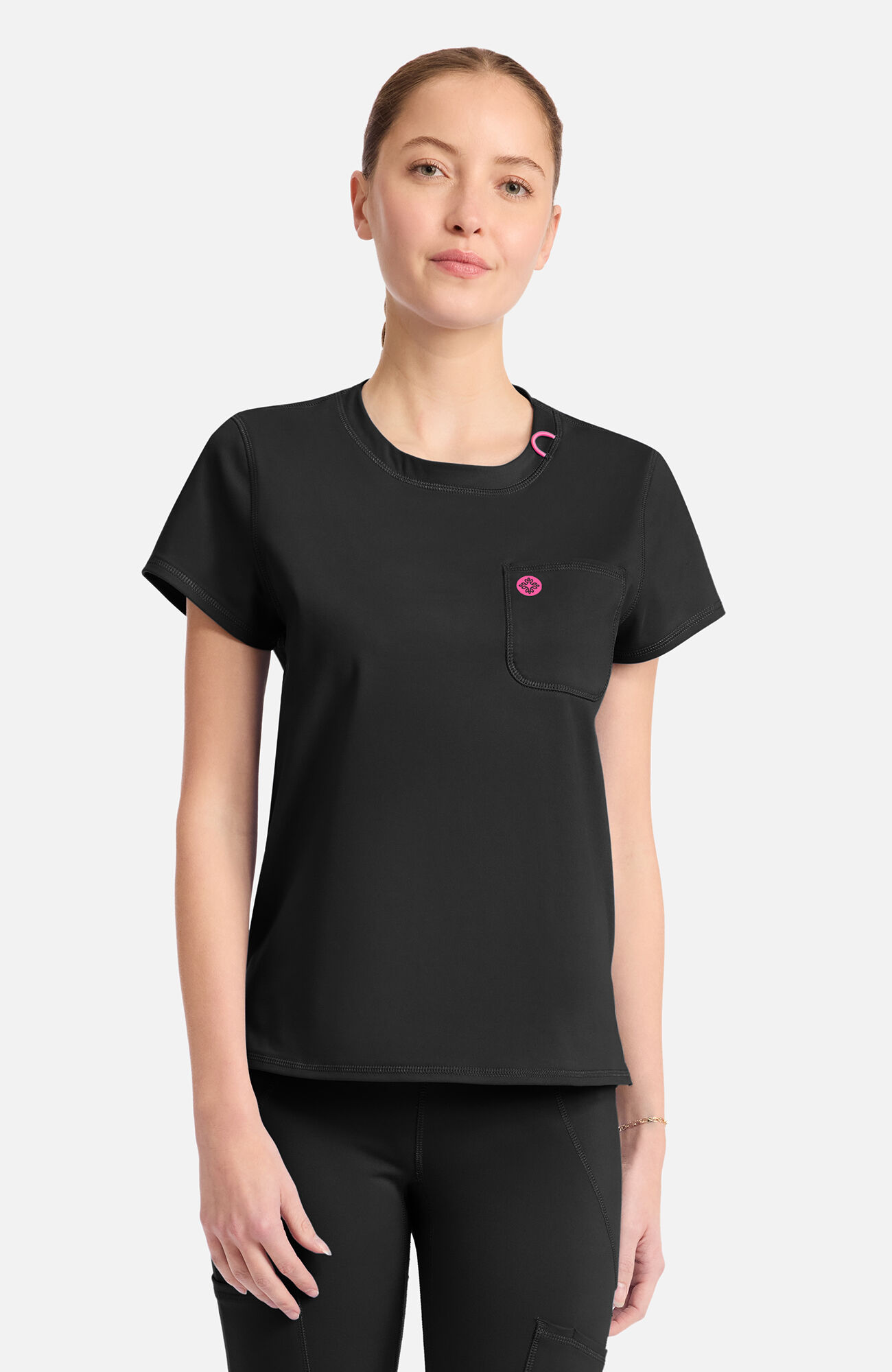 Women's Knit 2-Pocket Crew Neck Scrub Top