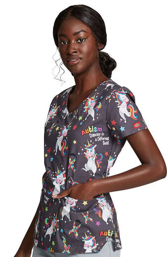 Clearance Women's A Different Beat Print Scrub Top
