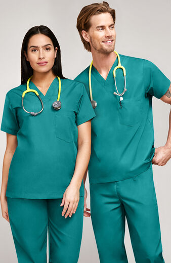 Unisex Chest Pocket V-Neck Scrub Top Unisex Chest Pocket V-Neck Scrub Top