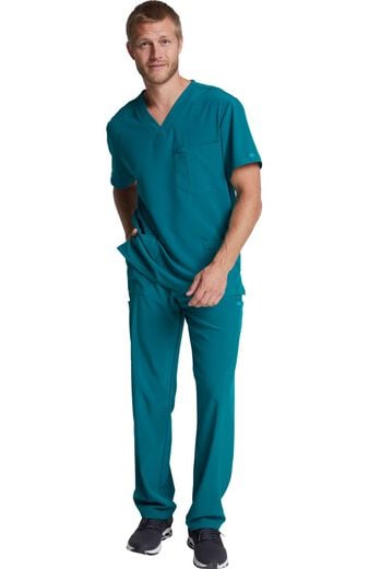 Men's Scrub Set: V-Neck Solid Top & Drawstring Cargo Pant Men's Scrub Set: V-Neck Solid Top & Drawstring Cargo Pant