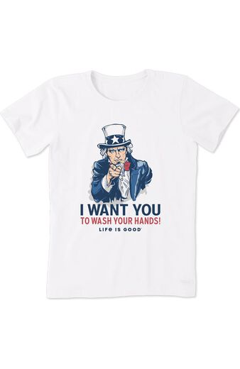 Women's Uncle Sam Wash Your Hands Print Underscrub T-Shirt