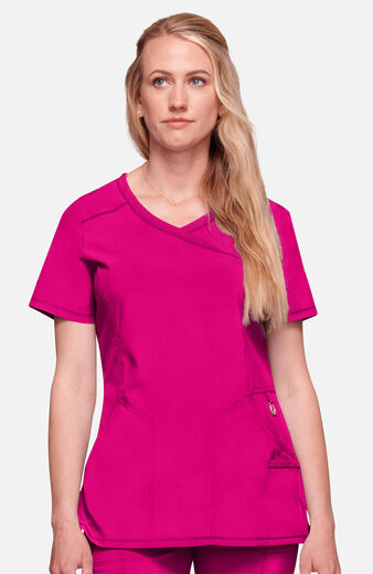 Women's Mock Wrap Solid Scrub Top, Women's Mock Wrap Solid Scrub Top