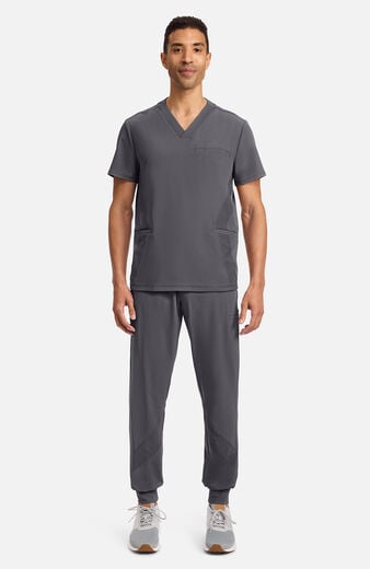 Men's 3-Pocket Rib-Knit V-Neck Scrub Top Men's 3-Pocket Rib-Knit V-Neck Scrub Top