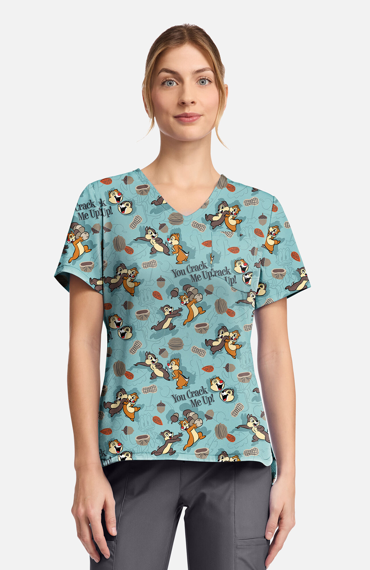 Women's Crack Me Up Print Scrub Top