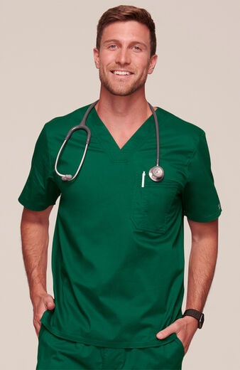 Men's V-Neck Chest Pocket Solid Scrub Top Men's V-Neck Chest Pocket Solid Scrub Top