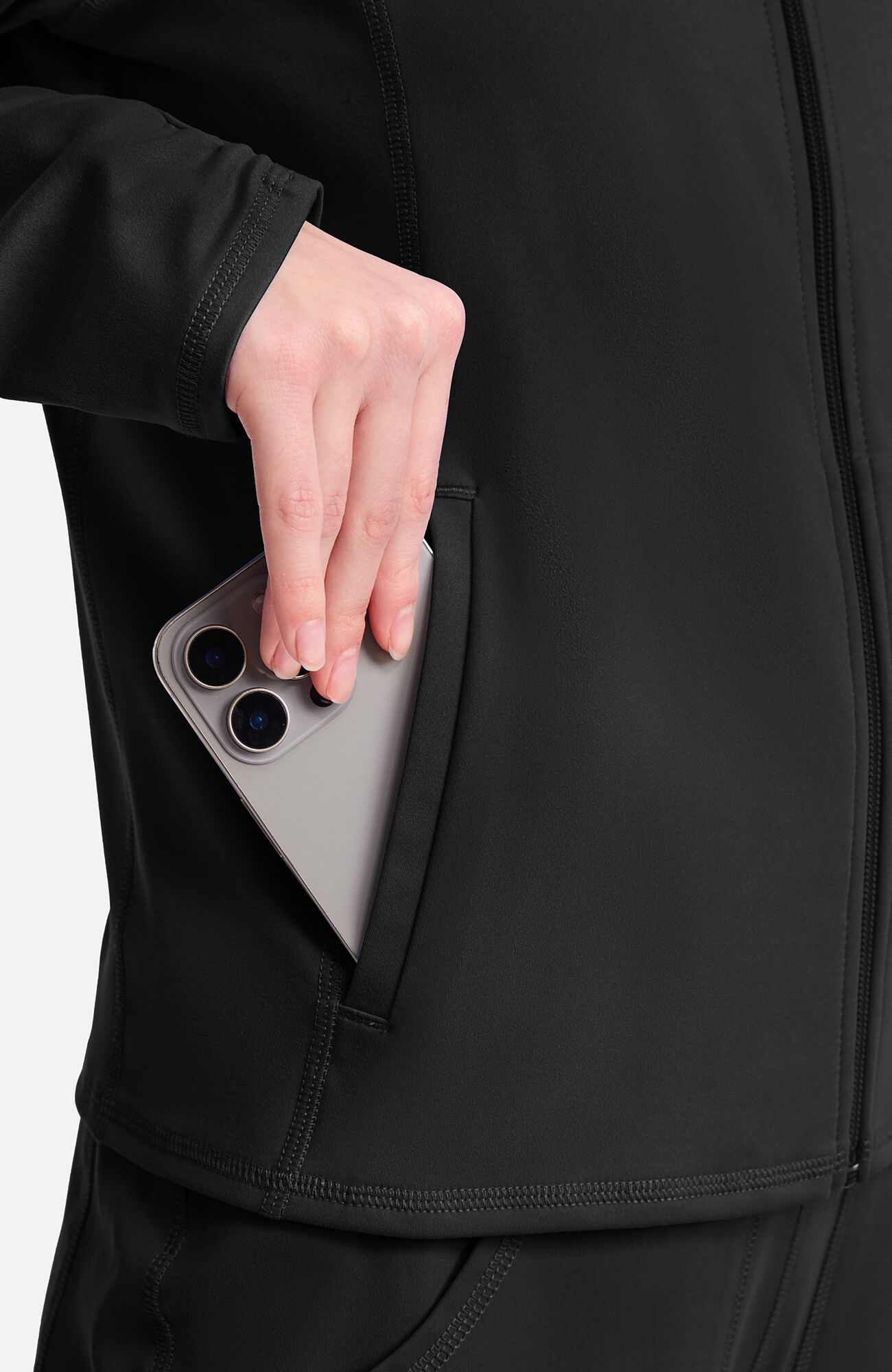 Women's Warm Knit Zip Front Scrub Jacket, , large