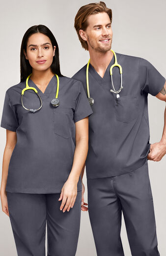 Unisex V-Neck Solid Scrub Top, Unisex V-Neck Solid Scrub Top