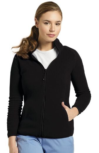 Women's Polar Fleece Zip Front Solid Scrub Jacket