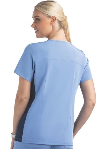 Clearance Women's Knitted Mock Wrap Solid Scrub Top
