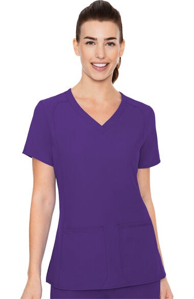 Women's Doubled Pocket Solid Scrub Top, , large