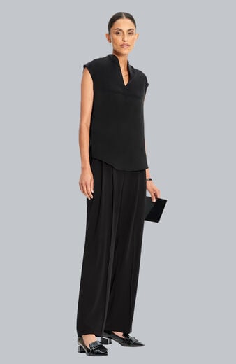 Women's Scrub Set: Silk Dolman V-Neck Top & Pleated Wide Leg Pant Women's Scrub Set: Silk Dolman V-Neck Top & Pleated Wide Leg Pant