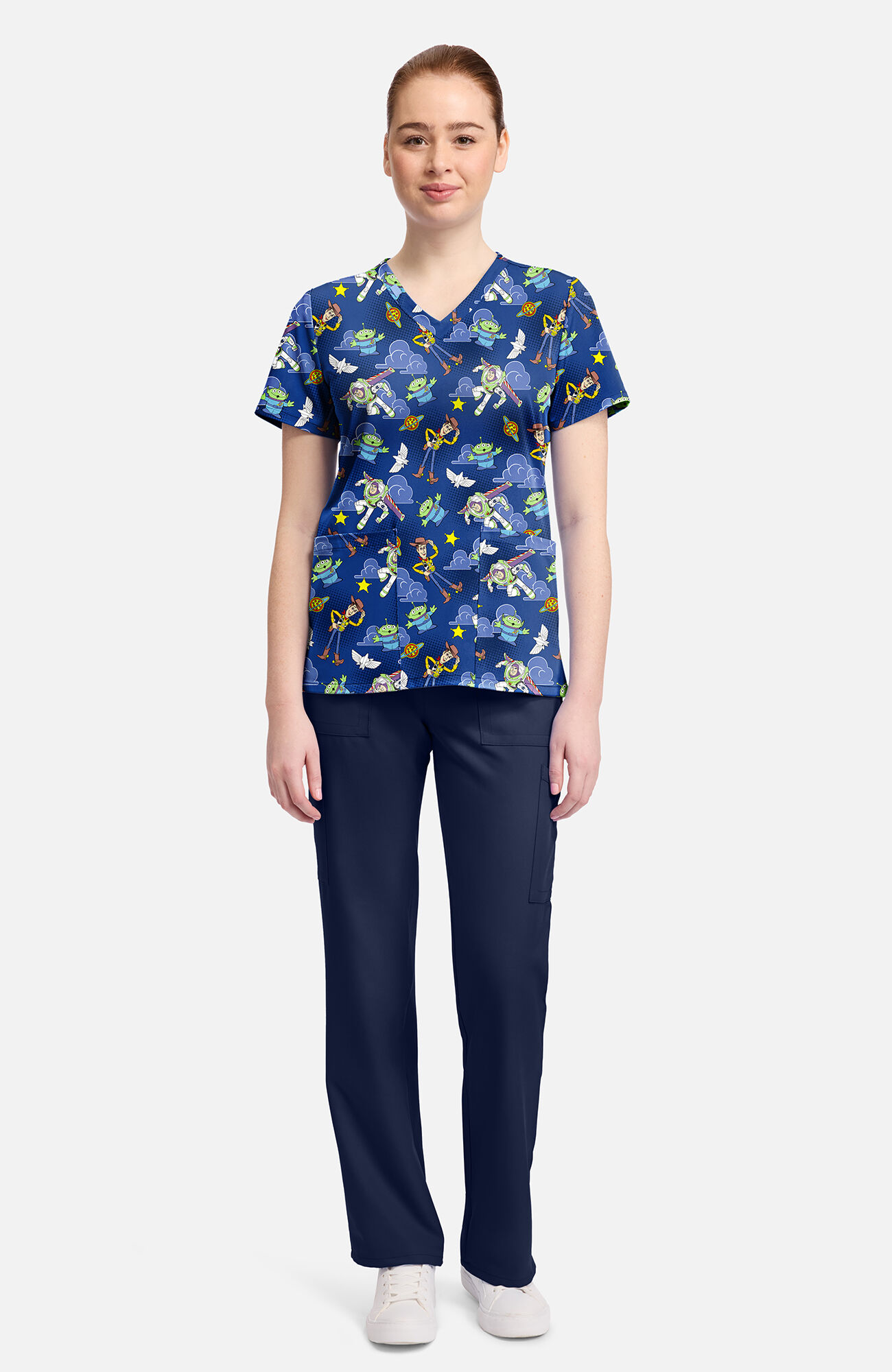 Women's Toy Story Andy's Room Print Scrub Top