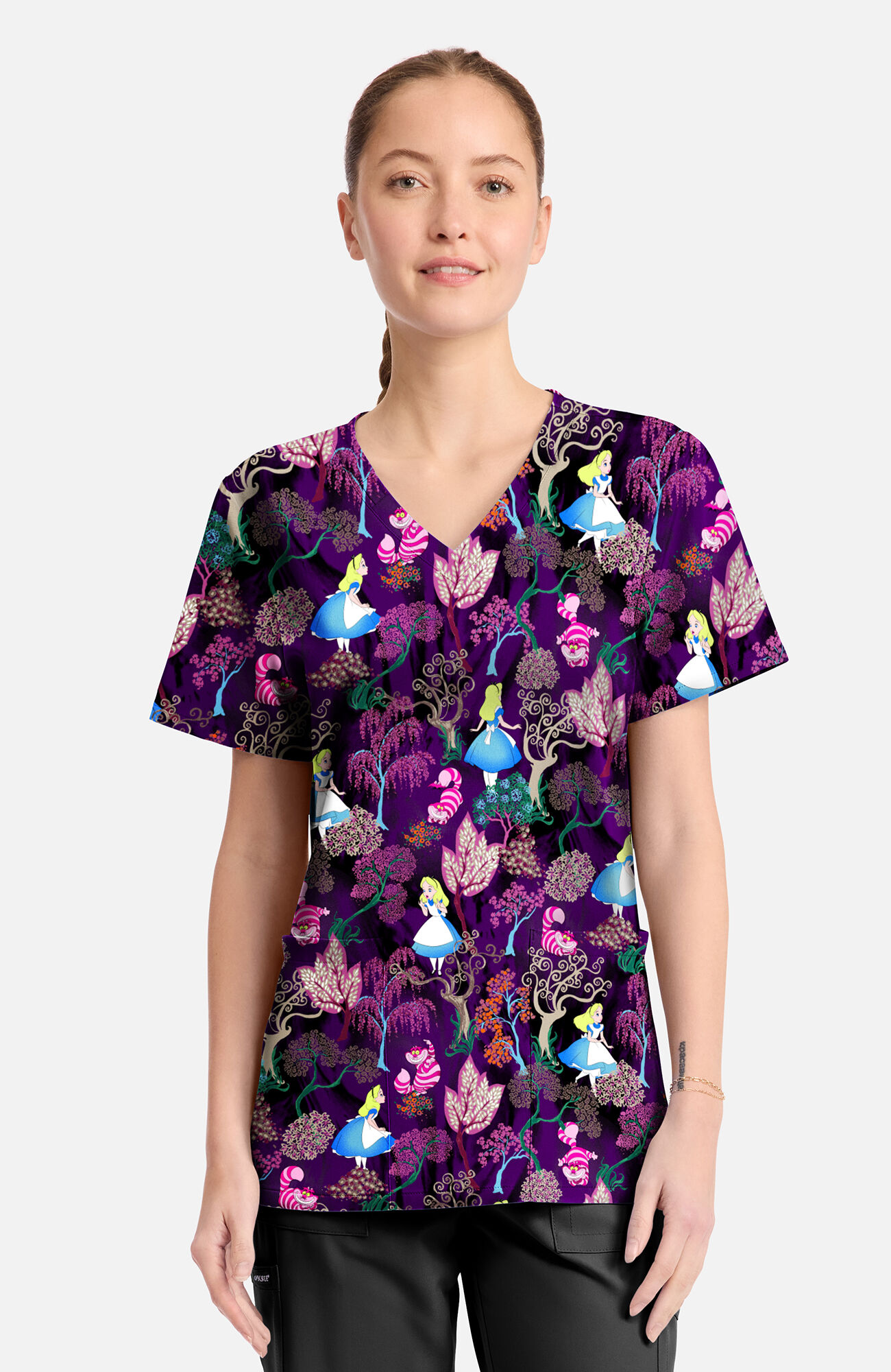 Women's Alice Here And Everywhere Print Scrub Top