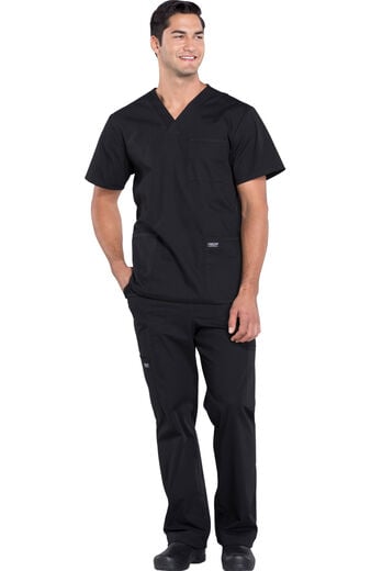 Men's Scrub Set: Utility 4-Pocket V-Neck Top & Zip Fly Drawstring Pant Men's Scrub Set: Utility 4-Pocket V-Neck Top & Zip Fly Drawstring Pant