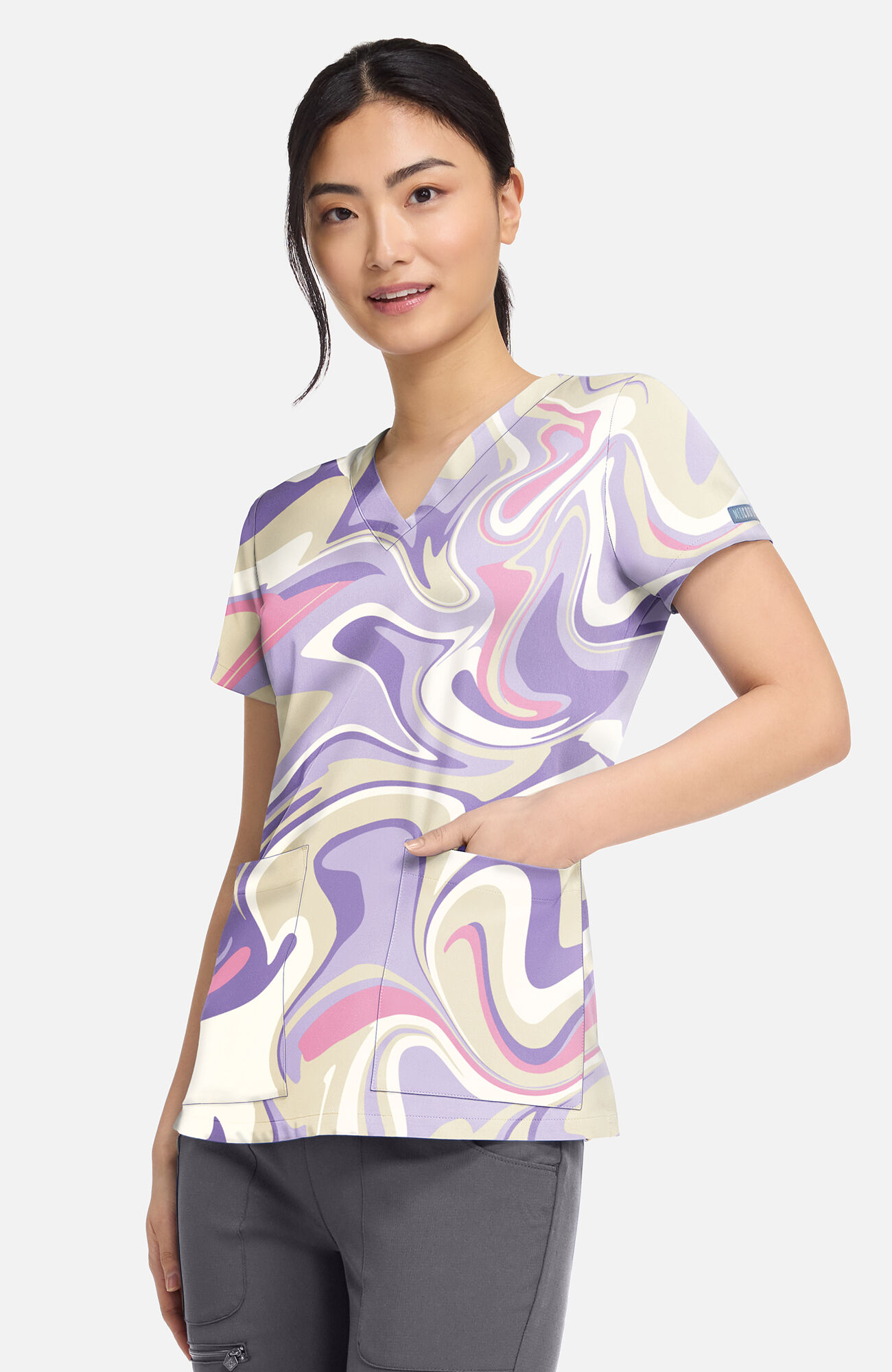 Women's Vicky Sporty Marble Print Scrub Top, , large