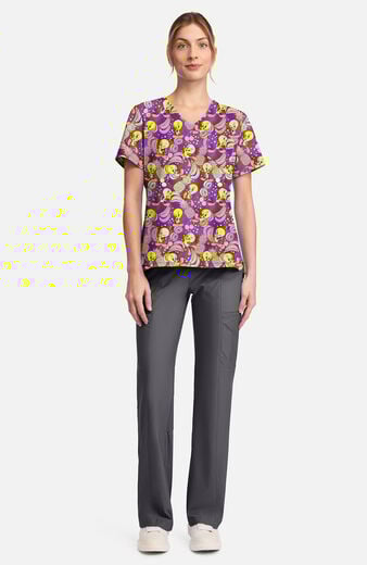 Women's Tropical Tweety Print Scrub Top Women's Tropical Tweety Print Scrub Top