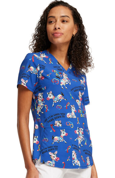 Women's Born To Stand Out Print Scrub Top, , large