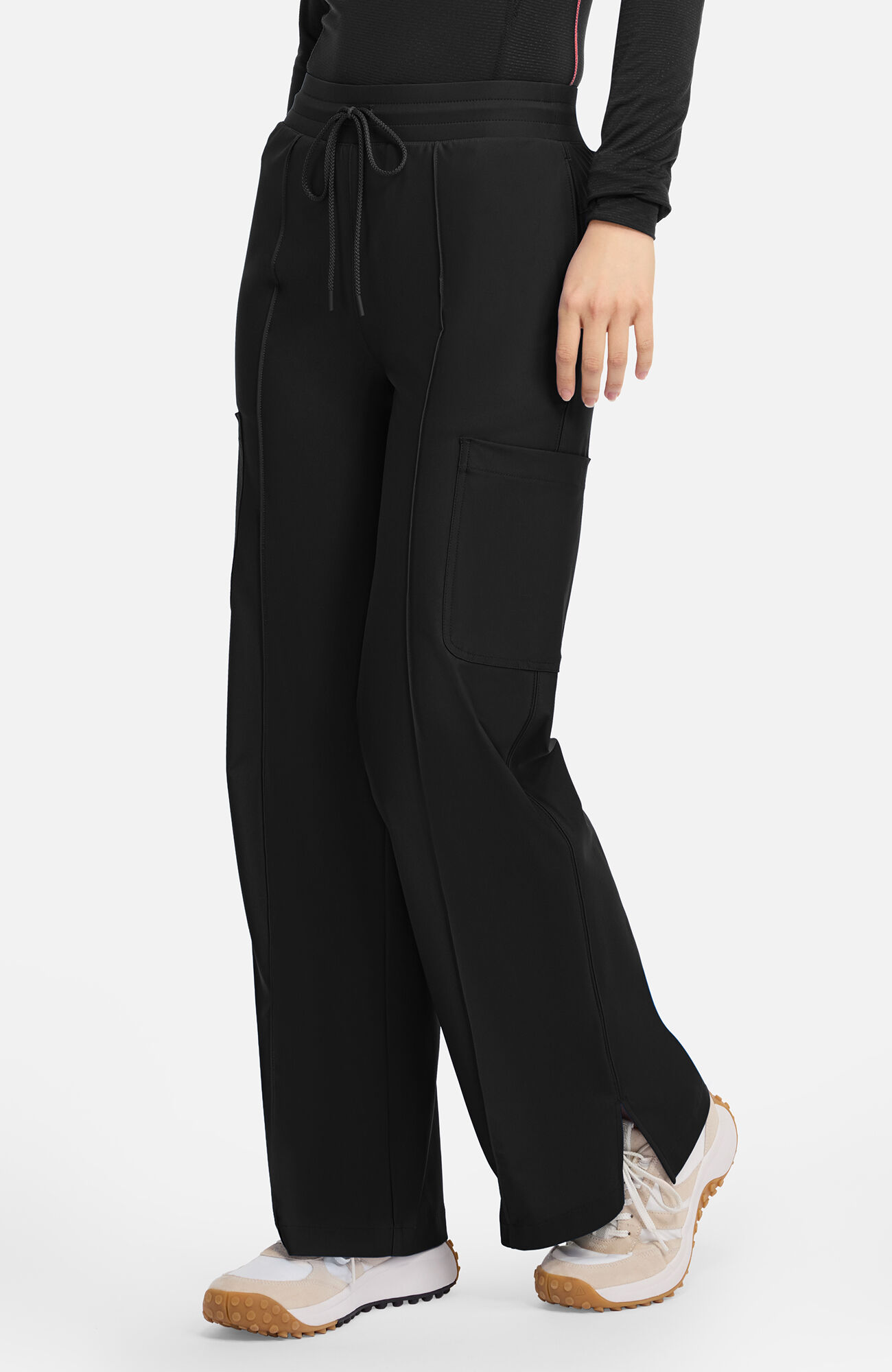 Women's Knit Pintuck 6-Pocket Wide Leg Scrub Pant, , large