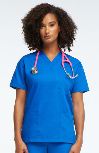 Women's V-Neck 3 Pocket Solid Scrub Top, Women's V-Neck 3 Pocket Solid Scrub Top