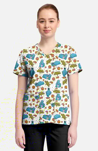 Women's Crunches Print Scrub Top Women's Crunches Print Scrub Top