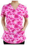 Clearance Women's Peony Pink Print Scrub Top, , large