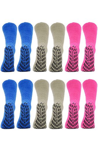Clearance Unisex Fuzzy Non-Skid Solid Sock 6 Pack